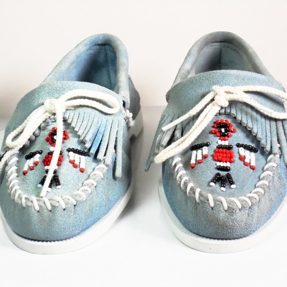 Minnetonka Shoes - Minnetonka Moccasin Light bBue Nubuck Size 7.5 M